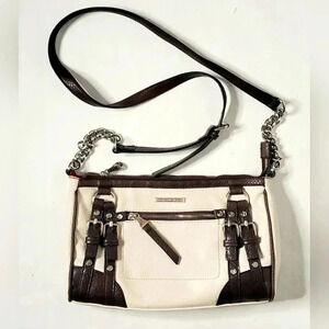 Dana Buchman 100% Pebbled Leather  Crossbody Steel Hardware Full Zip